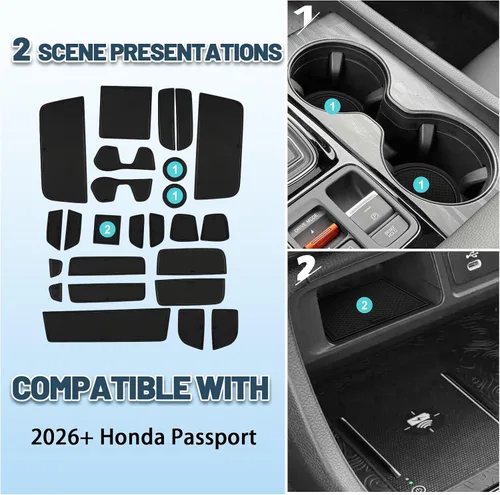 Vista 3 de Alfombrillas con ranura para puerta de pasaporte 2026 para Honda Passport 2026, accesorios 25 piezas/juegos de forro de consola central compatible