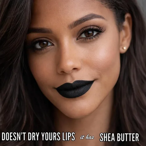 Vista 5 de Mynena Combo de lápiz labial negro azabache de larga duración con delineador de labios Resistente al agua y a prueba de transferencia, cómodo e