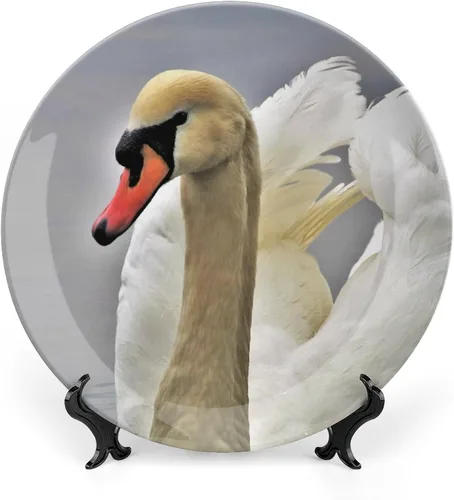 Vista 15 de Plato decorativo de animales silvestres de África para cocina, recuerdo de cerámica para colgar en la pared con soporte de exhibición, decoración
