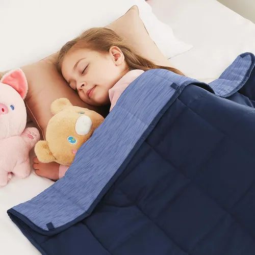 Vista 19 de CuteKing Manta pesada (2 libras, 36 x 48 pulgadas, gris) manta pesada para 40-60 libras, manta pesada para refrigeración y calefacción con cuentas