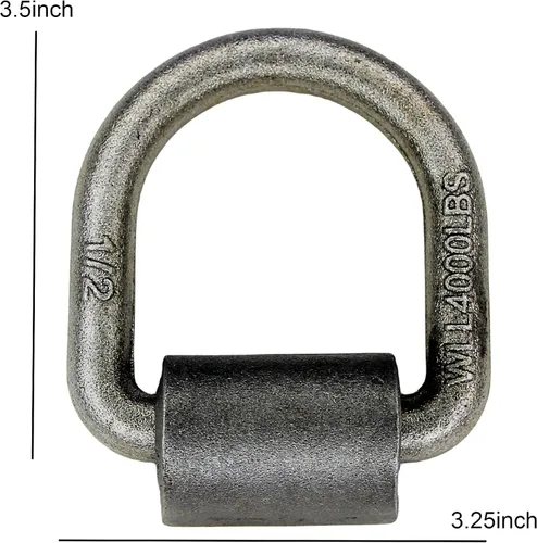 Vista 2 de WorldPac Paquete de 8 anclaje de anillo en D con clip de soldadura de 1/2 pulgada, 4,000 libras de capacidad de límite de carga de trabajo