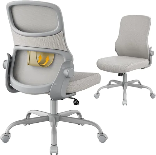 Vista 13 de Silla de dibujo sin brazos, silla de oficina alta con anillo ajustable para el pie y soporte lumbar, silla de escritorio alta de malla ergonómica