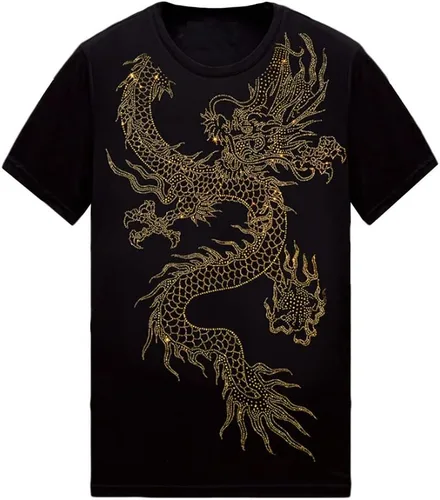 Vista 40 de HZCX FASHION Camiseta con strass brillante para Hombres y Mujeres, manga corta, con pedrería, para festivales de rock, con gemas, de algodón