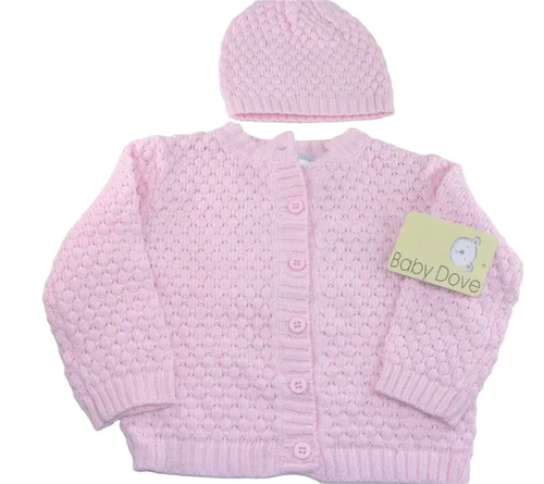 Vista 4 de Baby Dove - Conjunto de punto de palomitas de maíz para recién nacido y gorro de regalo