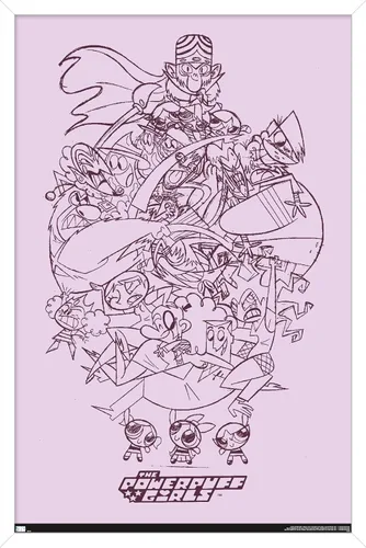 Vista 13 de Trends International Póster de pared de boceto de grupo de chicas superpoderosas, 14.725 x 22.375 pulgadas, versión enmarcada de madera de granero