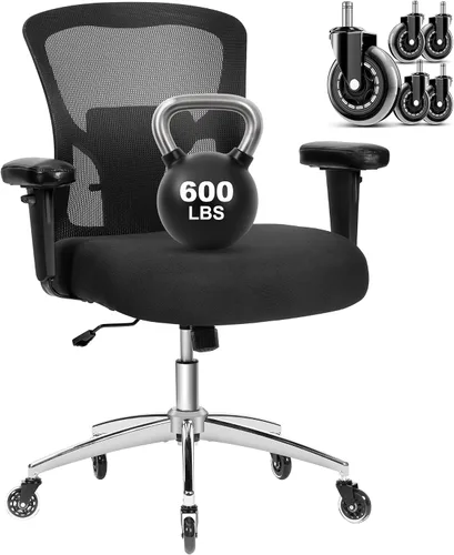 Vista 10 de Silla de oficina grande y alta de 600 libras, silla de malla ergonómica resistente, silla de escritorio ejecutiva para computadora con asiento ancho