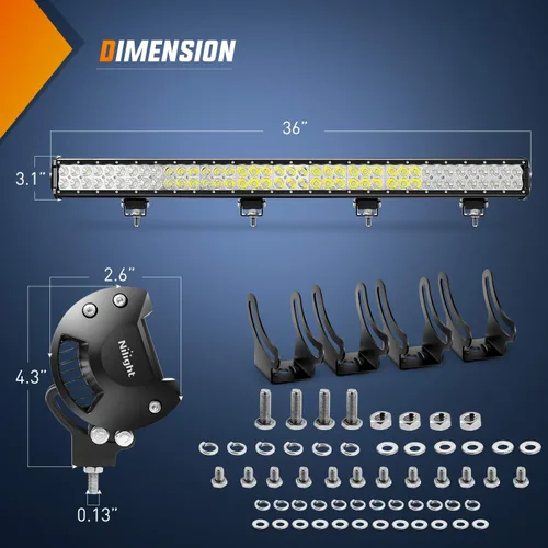 Vista 2 de Nilight 39 Pulgadas 252W Barra de Luz LED Combo Puntal y Dispersión 24V 12V Iluminación para Barco, Iluminación de Conducción Todoterreno, Luces
