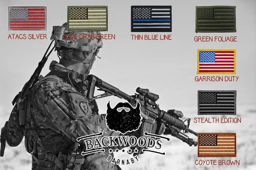 Vista 2 de Backwoods Barnaby parche con velcro de la bandera de EE.UU. (2 x 3 pulgadas).