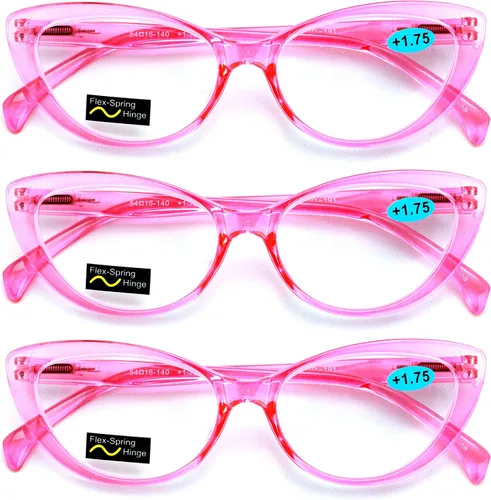 Vista 6 de 3 pares de gafas de lectura para mujer, diseño floral, translúcido, transparente, transparente, para lectura