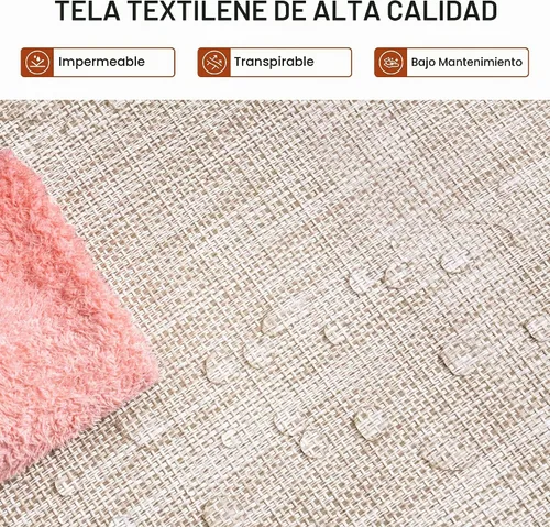 Vista 5 de Juego de 2 sillas de piscina para exteriores, con reposabrazos (beige)