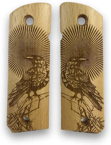 Vista 10 de 1911 Raven & Moon Series, 1911 Wooden Pistol Grips, Ambi Safety Cut for 1911 Full Size, 1911 Accessories, Artistic Collector Design