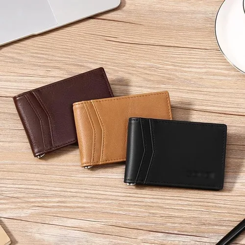 Vista 2 de CCBUY Tarjetero de cuero para hombre, tarjetero de crédito de negocios, tarjetero de identificación para hombre, clip de dinero
