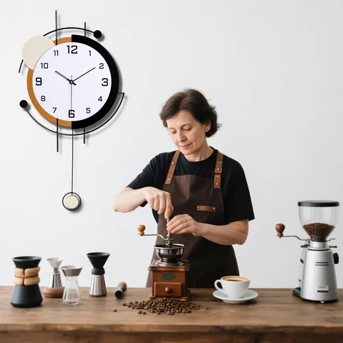 Vista 7 de Dankeit Reloj de pared con péndulo, cuarzo de calidad silenciosa, funciona con pilas, reloj de pared grande para sala de estar, cocina, hogar, baño