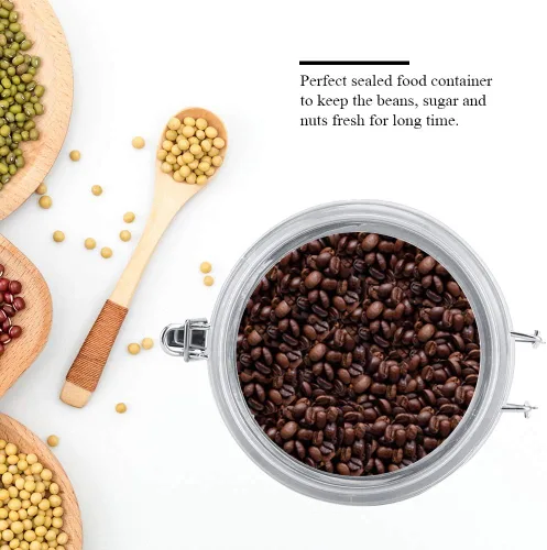 Vista 3 de Recipiente de café hermético, recipiente de acero inoxidable sellado al vacío para granos de arroz, cereales, avena, frijoles, asas, tapa, harina