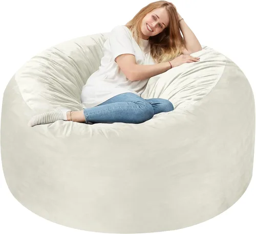 Vista 70 de Homguava - Sillón puff de 3 pies Sillón estilo puff grande de 3 pulgadas con relleno de espuma viscoelástica, sofá suave con funda de terciopelo