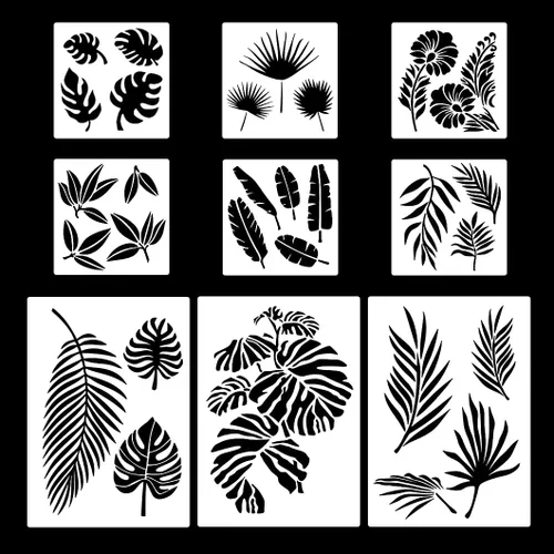Vista 8 de Rolin Roly 12 plantillas de pintura de leopardo, plantillas de impresión de piel de animal, plantillas de pintura a rayas reutilizables para dibujar