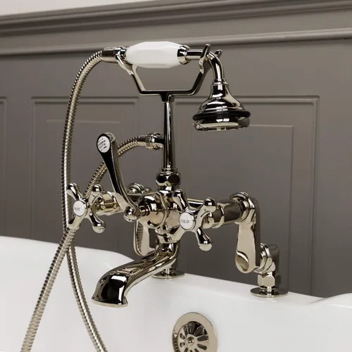 Vista 3 de Morris Randolph Rim Monte Inglés teléfono Clawfoot Tub llave con Handshower