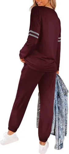 Vista 3 de Sipaya - Conjuntos de sudadera de bloque de color para mujer, conjuntos casuales de 2 piezas