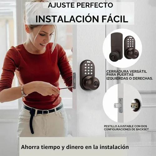 Vista 6 de MiLocks TKK-02OB: cerradura digital para puerta con teclado electrónico, bronce aceitado, teclado con función de bloqueo Bronce frotado con aceite