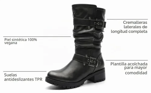 Vista 3 de GLOBALWIN - Botas de caña media para mujer, botas de motociclista para mujer, botas de equitación para mujer 21yy08 Gris desgastado metálico