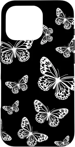 Vista 20 de Cute White Butterflies Black Background Case for iPhone 17