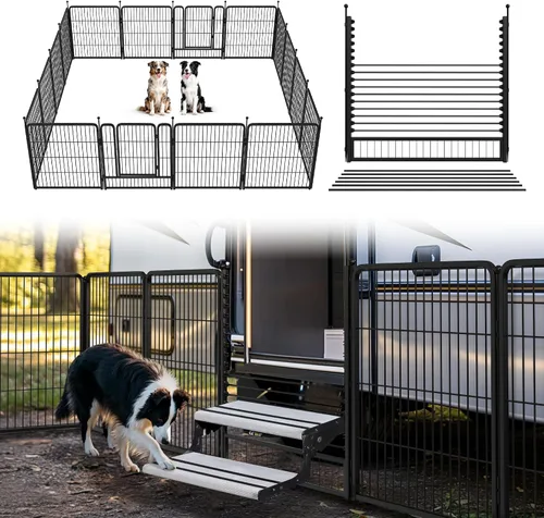 Vista 17 de FXW Rollick - Corralito para perros para patio, campamento con casa rodante, patentado, 24 pulgadas, 2 paneles Fácil instalación, resistente