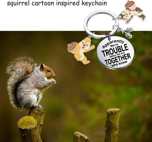 Vista 6 de KUIYAI Mercancía de dibujos animados Chip Dale Squirrel Lovers Gift Aparently We're Trouble When We Are Together