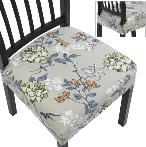 Vista 11 de SearchI Juego de 4 fundas de asiento para sillas de comedor, fundas elásticas extraíbles para sillas de comedor, fundas protectoras para sillas