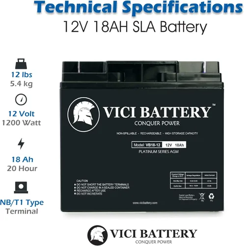 Vista 3 de VICI Battery VB18-12 - Reemplazo de 12V 18AH para batería B&B BP20-12 Batería
