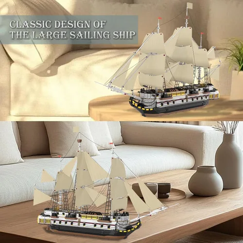 Vista 3 de Reobrix Kit de bloques de construcción modelo de barco de vela grande