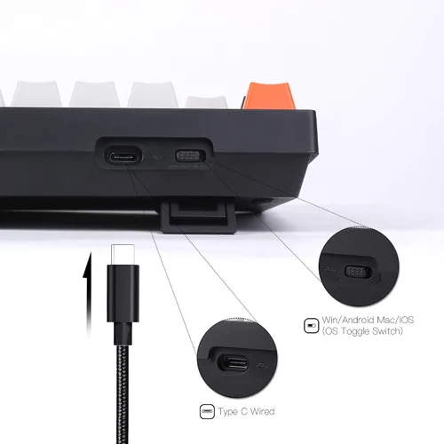 Vista 5 de Keychron C2 - Teclado mecánico de juegos con cable de 104 teclas para Mac con interruptor Gateron G Pro marrónretroiluminación LED blanca teclas ABS