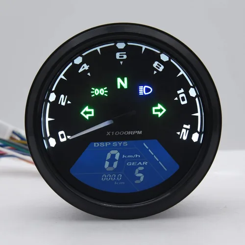 Vista 6 de KAOLALI Velocímetro digital para motocicleta, odómetro, tacómetro, 12000RPM, 199 KMH MPH, universal para 1, 2, 4 cilindros con cable de sensor