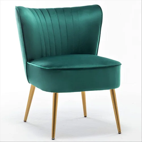 Vista 25 de Container Furniture Direct Silla moderna de terciopelo para sala de estar, dormitorio o entrada, diseño elegante y cómodo sin brazos con patas