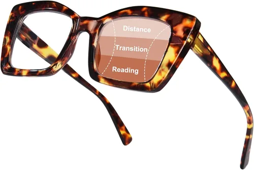 Vista 11 de FONHCOO Oversized Progressive Reading Glasses for Women Men Large Square Blue Light Blocking Computer Readers