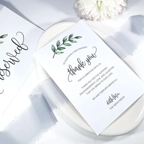 Vista 5 de 321Done Greenery - Tarjetas de agradecimiento de agradecimiento, tarjetas de mesa blancas de 4 x 6 pulgadas para boda, fiesta, cumpleaños