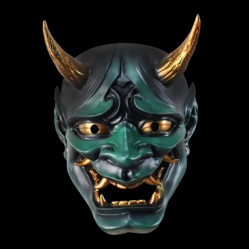 Vista 2 de Máscara de Kabuki Hannya del demonio malvado japonés, decorativa para Halloween, máscara de Oni Samurai Kabuki, Prajna Devil, máscara de Hannya