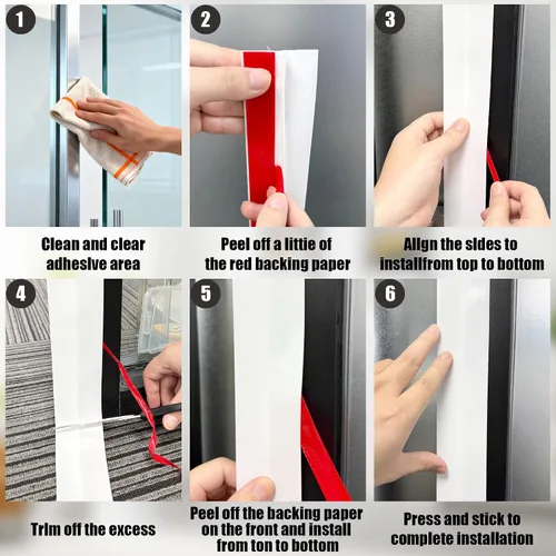 Vista 6 de TAROSE Tapón de puerta en forma de T de 20 pies, cinta de sellado de silicona para puertas y ventanas, color blanco, 1.38 pulgadas de ancho