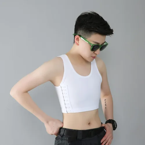 Vista 2 de BaronHong Carpeta de pecho transpirable de malla elástica moldeadora para Tomboy Trans Lesbian, Negro