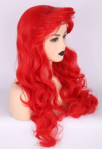 Vista 2 de Topcosplay Peluca Ariel para adultos, disfraz de Halloween, peluca de cosplay larga y rizada