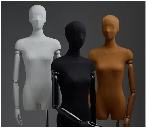 Vista 5 de Maniquí femenino Torso Exhibición de ropa Modelo Soporte de cuerpo 55.1-74.8 pulgadas, altura ajustable para vestido, joyería, costura ropa