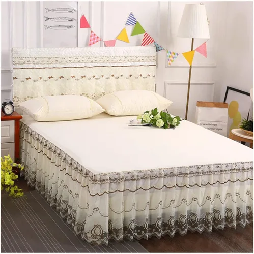 Vista 14 de OTBK Falda de cama individual blanca con volantes y borlas, estilo bohemio, falda de cama con encaje, volantes, floral, Shabby Chic juegos de ropa
