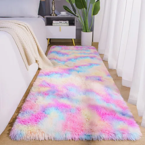 Vista 29 de AROGAN Alfombras suaves de 2 x 4 pies para dormitorio, alfombra mullida de felpa, alfombra peluda que no desprende para guardería, habitación