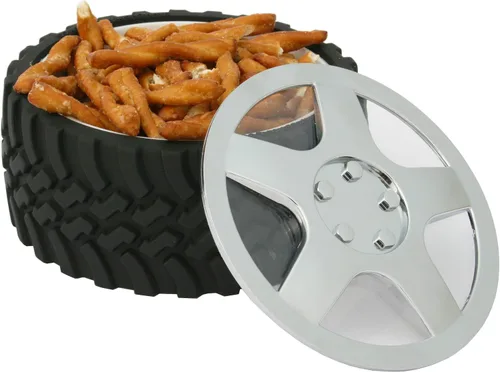 Vista 2 de Knobby Tread - Plato de goma para caramelos, palomitas de maíz y helado para entusiastas del motor, oficina, cueva de hombre, taller, uso doméstico