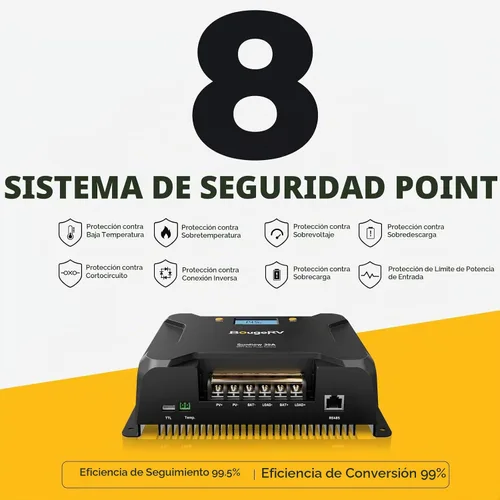 Vista 8 de BougeRV MPPT Controlador de carga solar de 30 A, con corte a baja temperatura, control de aplicación, LCD retroiluminado, regulador de panel solar