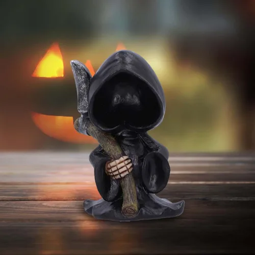 Vista 3 de KLKCMS Estatua de figura de Halloween, acento de muerte santa, celebración de Santa Muerte, figura de la Santa Muerte para armario de fiesta