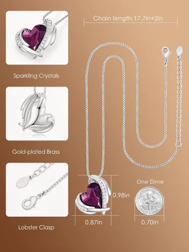 Vista 4 de CDE Love Heart Pendant Necklaces for Women Silver Tone Rose Gold Tone Crystals Birthstone Christmas Jewelry Gifts for Women Mother's Day