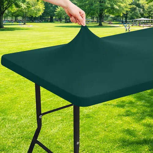 Vista 10 de Moosfor Mantel rectangular de elastano de 4 pies, manteles elásticos ajustables para pícnic, funda elástica y lavable para mesa de patio para Azul