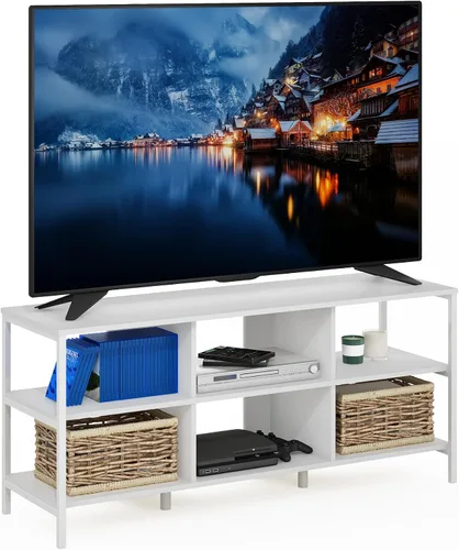 Vista 15 de Furinno Clásico Moderno Soporte de TV para Sala de Estar, Centro de Entretenimiento con Estantes Abiertos, para Televisores de hasta 60 Pulgadas