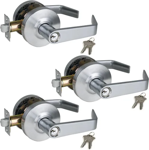 Vista 18 de ANSI Grado 2 Manija de Puerta de Entrada Comercial con Llave, Certificada UL, Cumple ADA, Cromo Satinado 26D, GRD2-72ET-1P