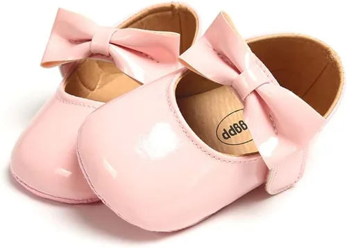 Vista 4 de OAISNIT Zapatos planos para bebé niña Mary Jane, zapatos de cuna con diadema